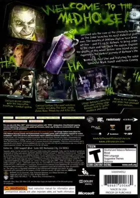 Batman Arkham Asylum (USA) box cover back